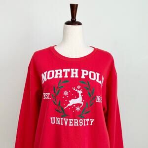 State Of Mine Christmas Holiday Embroidered Reindeer Sweatshirt NWT